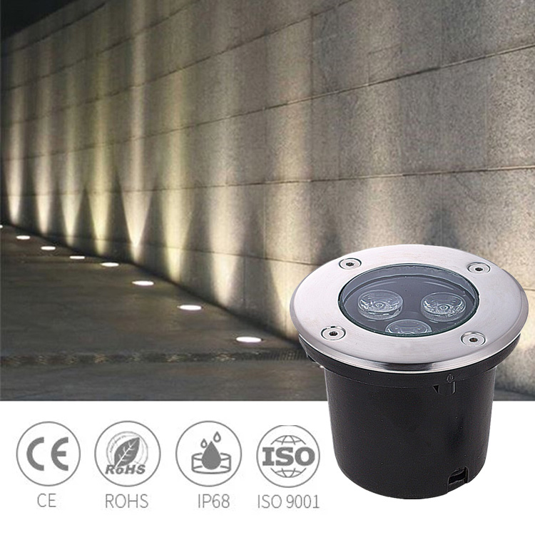 IP65 Waterproof Ss 3w 100mm Floor Recessed Deck Inground Spotlight Outdoor Landscape Ground Buried Lamp Led Underground Light