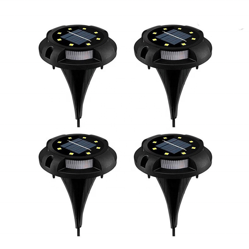 Solar Ground Lights 8 LED Disk Lights Solar Powered Waterproof In-Ground Lights for Garden, Lawn, Pathway, Walkway, Deck, Yard