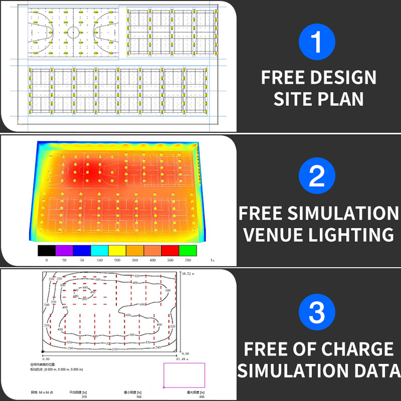 HuaXiang Indoor Anti-glare Badminton Court Lights Gym Basketball Hall Lights Tabletennis Pickleball Court Linear High Bay Light