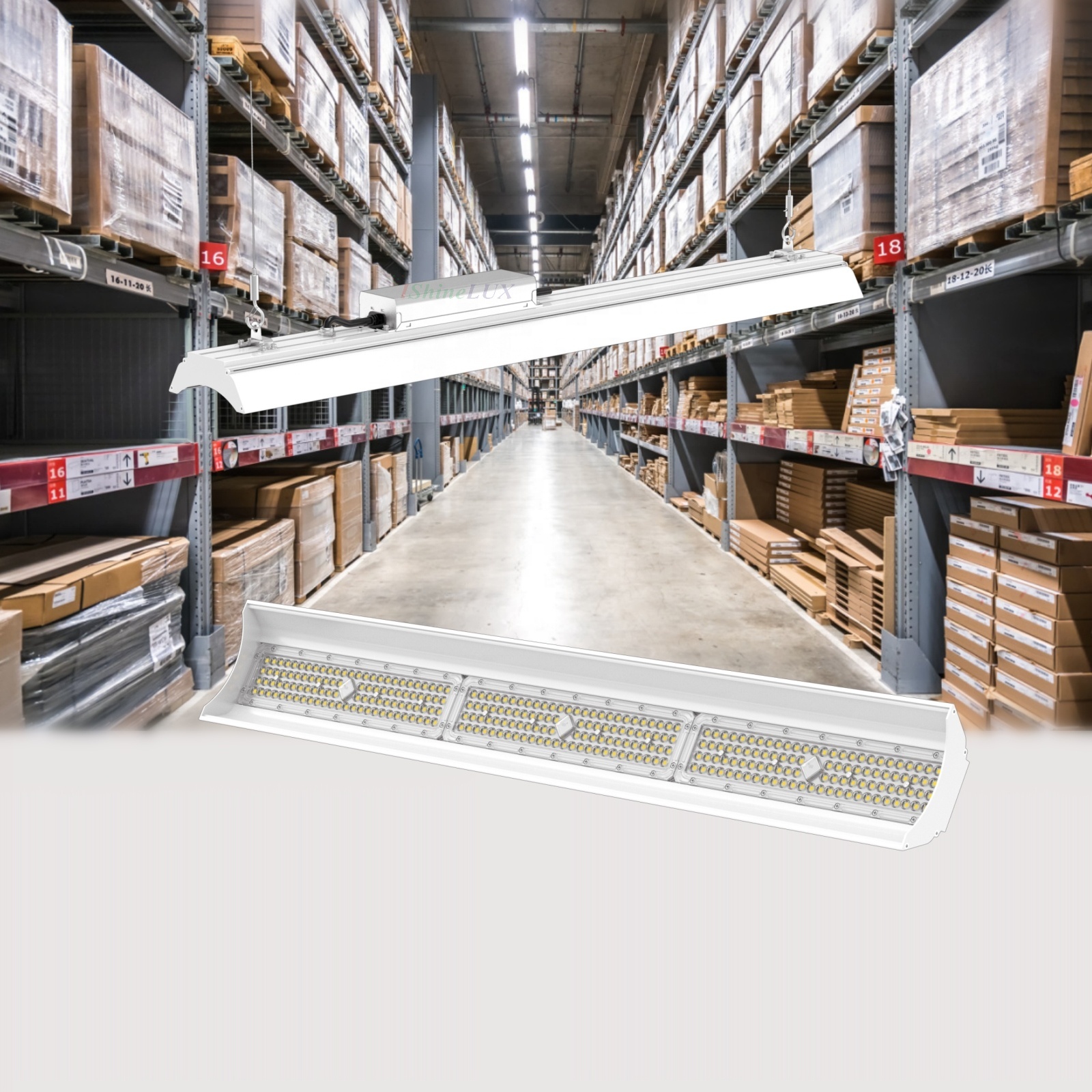Low UGR IP44 IP65 Linear High Bay LED Light 50W 100W 150W 200W 300W 400W Shopping Mall Warehouse Linear High Bay Lights