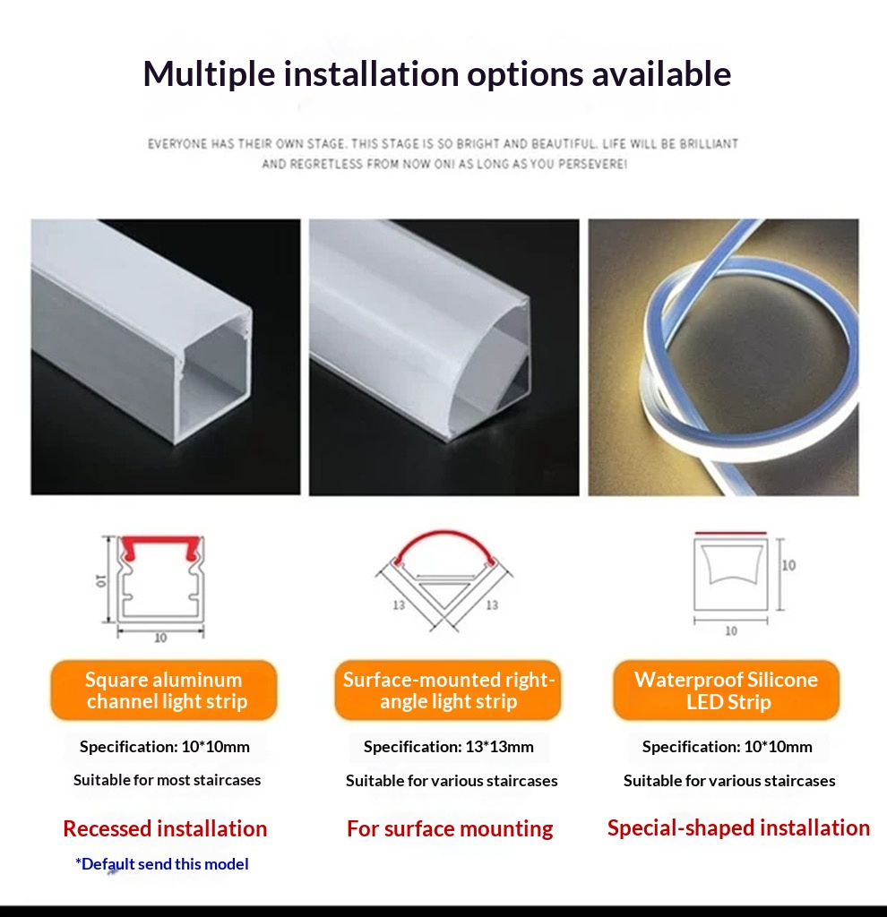 Custom Aluminum Hotel/Restaurant Staircase Step Light COB LED APP Control Dimmable 12W Water Design 3000K-6000K Color Temp CRI80