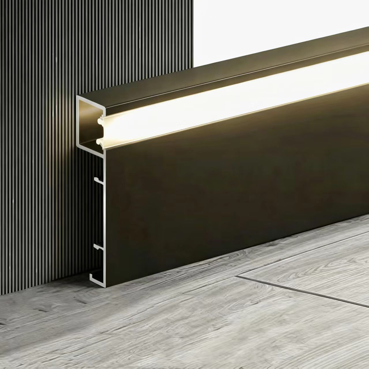 LED Aluminum Baseboard Trim Light Channel Recessed Wall Skirting Board Profile For Apartment Hotels Indoor Easy Installation