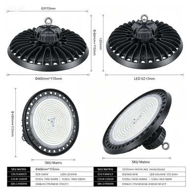 UFO Industrial Warehouse High Bay Light 100W-300W Remote Control Aluminum IP65 ETL Certified 6500K for Ceiling Light