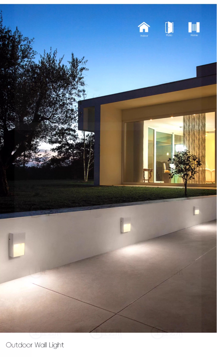 Factory Custom Square Cement Outdoor Wall-mounted Step Light Architectural Outdoor Wall Light Outdoor Pathway Wall Light