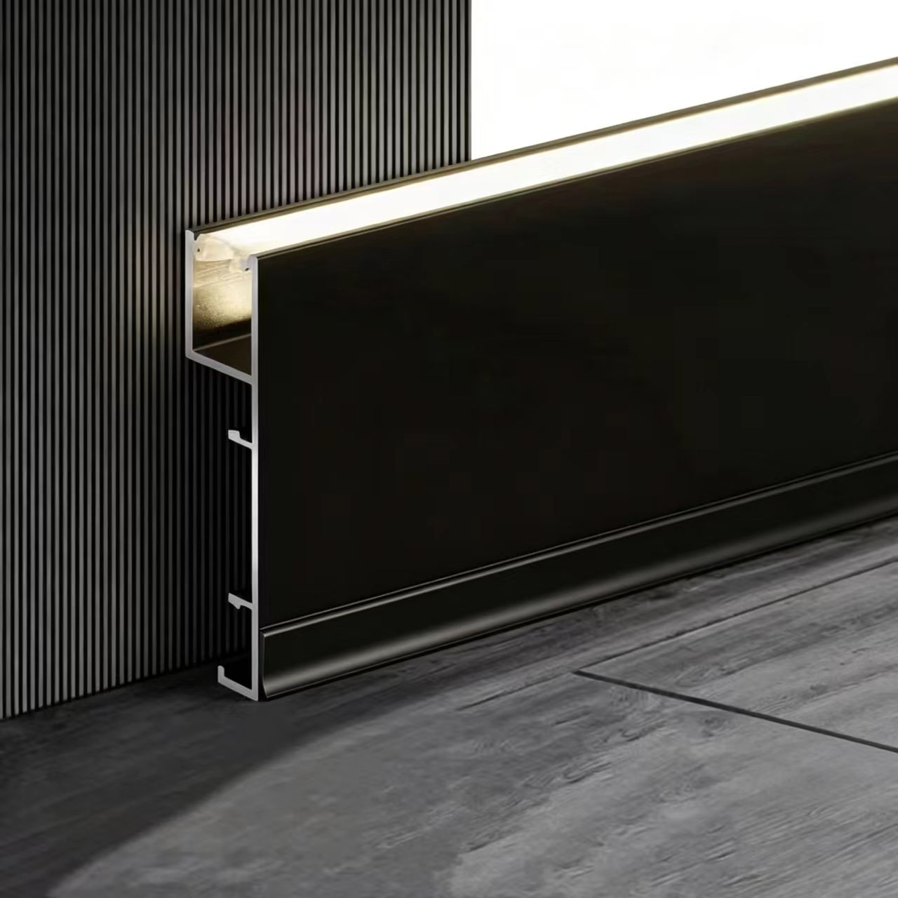 LED Aluminum Baseboard Trim Light Channel Recessed Wall Skirting Board Profile For Apartment Hotels Indoor Easy Installation