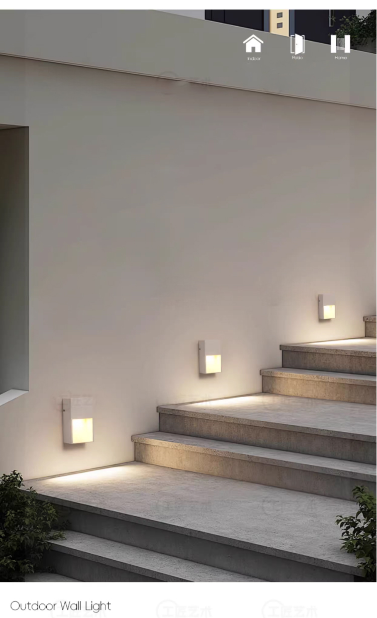 Factory Custom Square Cement Outdoor Wall-mounted Step Light Architectural Outdoor Wall Light Outdoor Pathway Wall Light