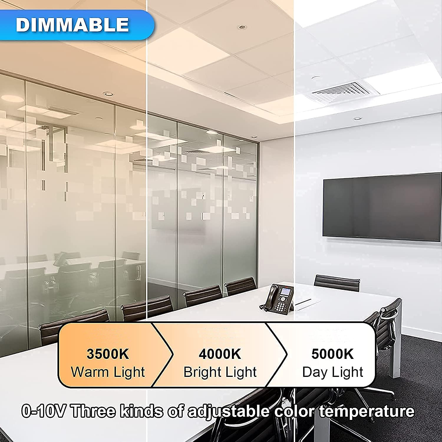 Stocked Led Flat Panel Light 120-277v Dimmable ETL CE DLC high bay CCT and Power Selectable Drop Ceiling Office Backlit Fixture