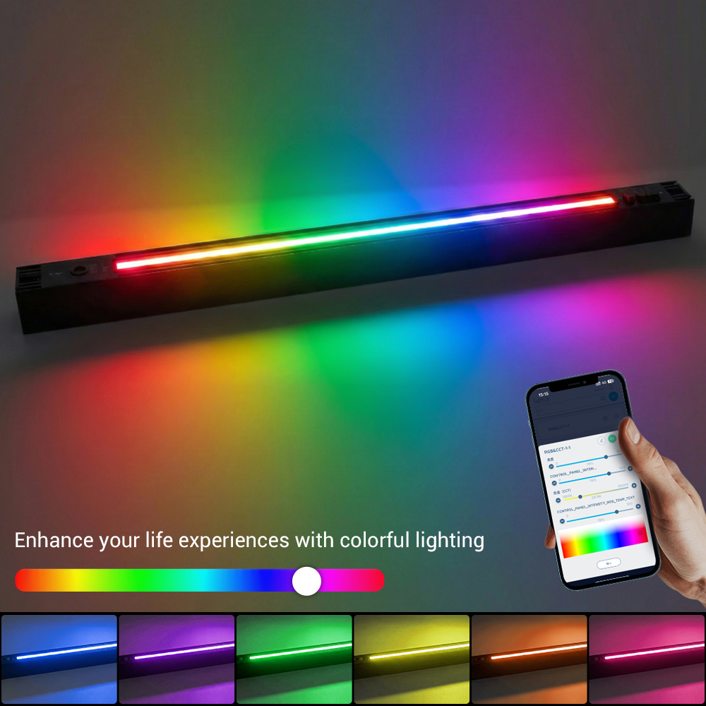 LONYUNG Customized ETL CE Smart RGB Linear Hanging Light Project 0-10V CCT Dimmable Aluminum up and Down Pendant Linear Light