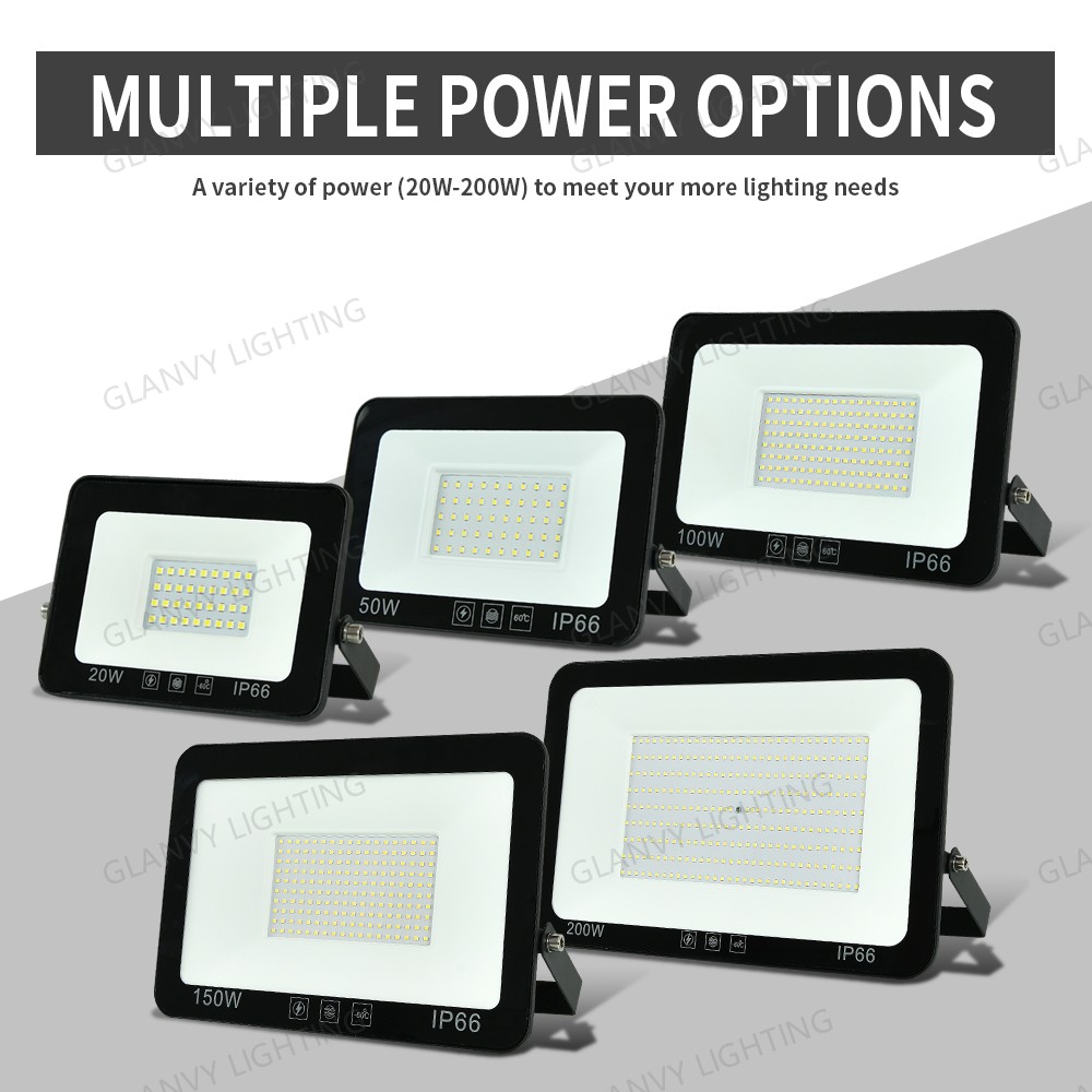 SMD LED Flood Light Aluminum Housing IP66 Waterproof 30W 50W 100W 150W 200W 300W High Lumen Chips Commercial Billboard Use