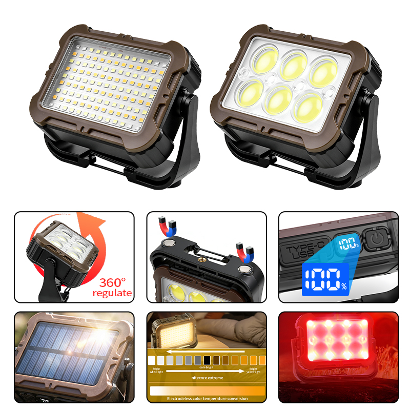 Rechargeable COB LED Work Light Portable Waterproof Emergency Lamp Large Capacity Battery For Road Workshop Repair