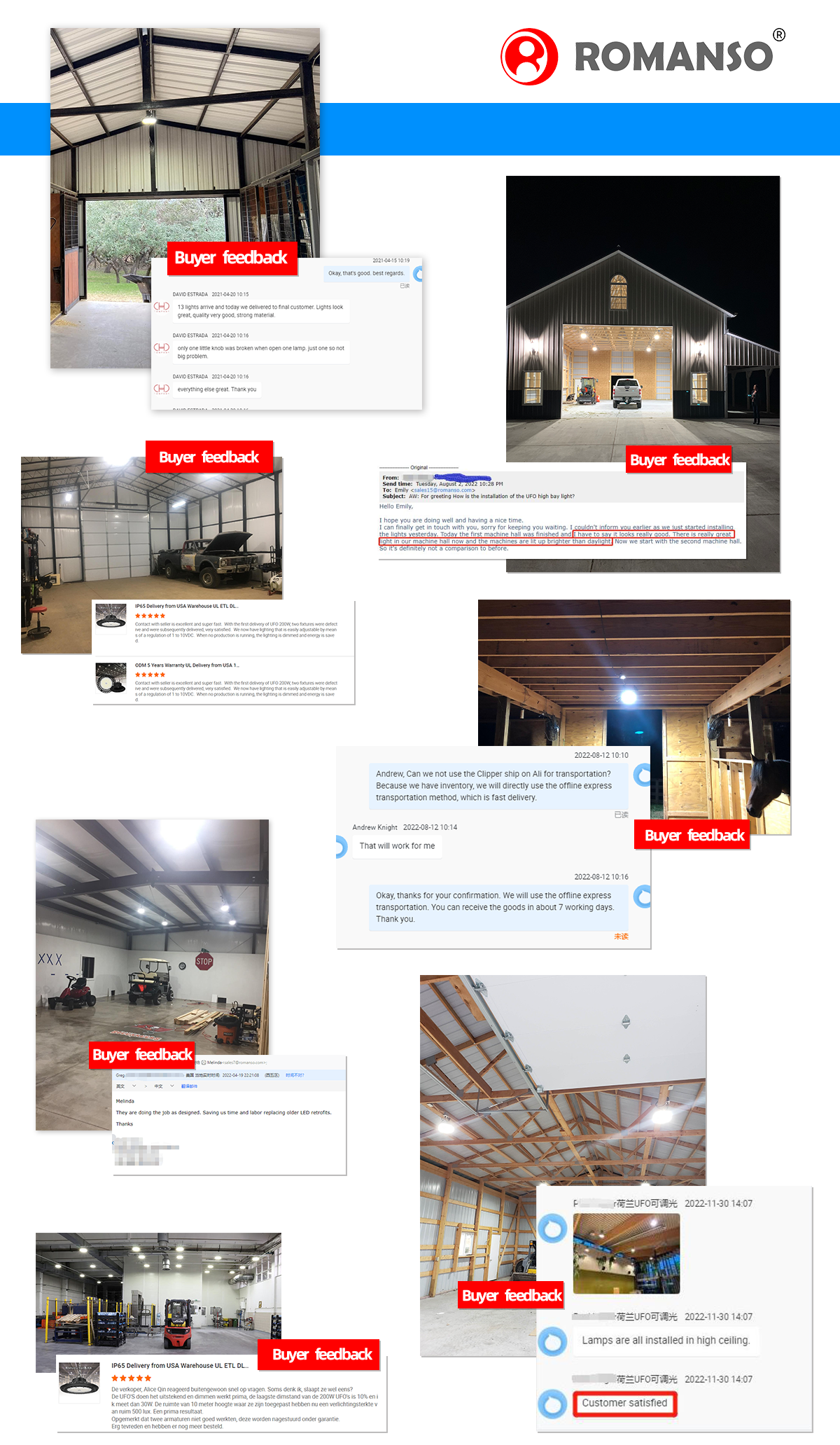 Stock in US EU CA IP65 UL ETL Multiple Power CCT Selection 100W 150W 200W 240W 300W 400W Warehouse UFO Led High Bay Light