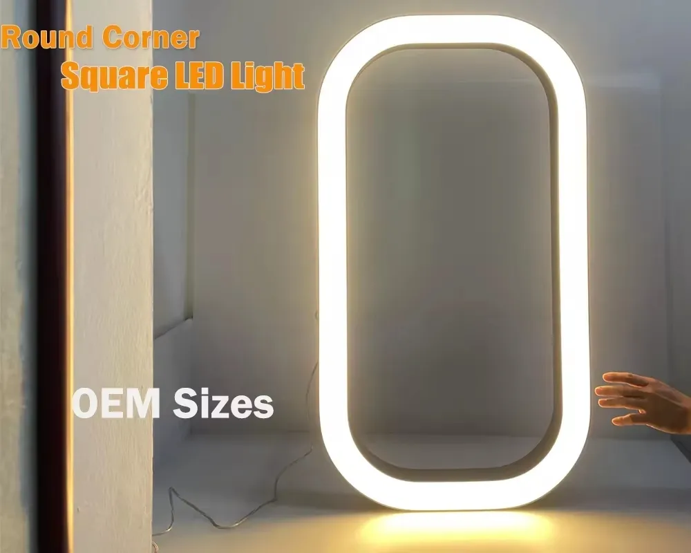 Rectangular LED Linear Light Round Corner LED Square Pendant Light for Studio Office Building Shopping Mall
