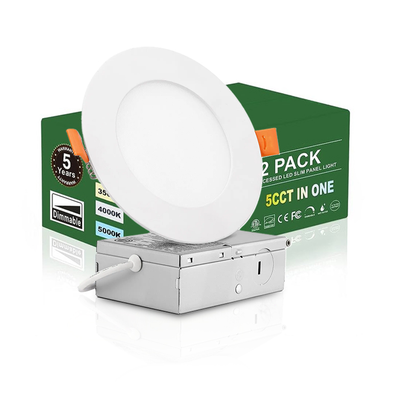 ETL 3Ct 5Ct Modern Aluminum LED SMD2835 Panel Ceiling Light Downlight with Junction Box IP44 Rating for Home Office AC100-277V