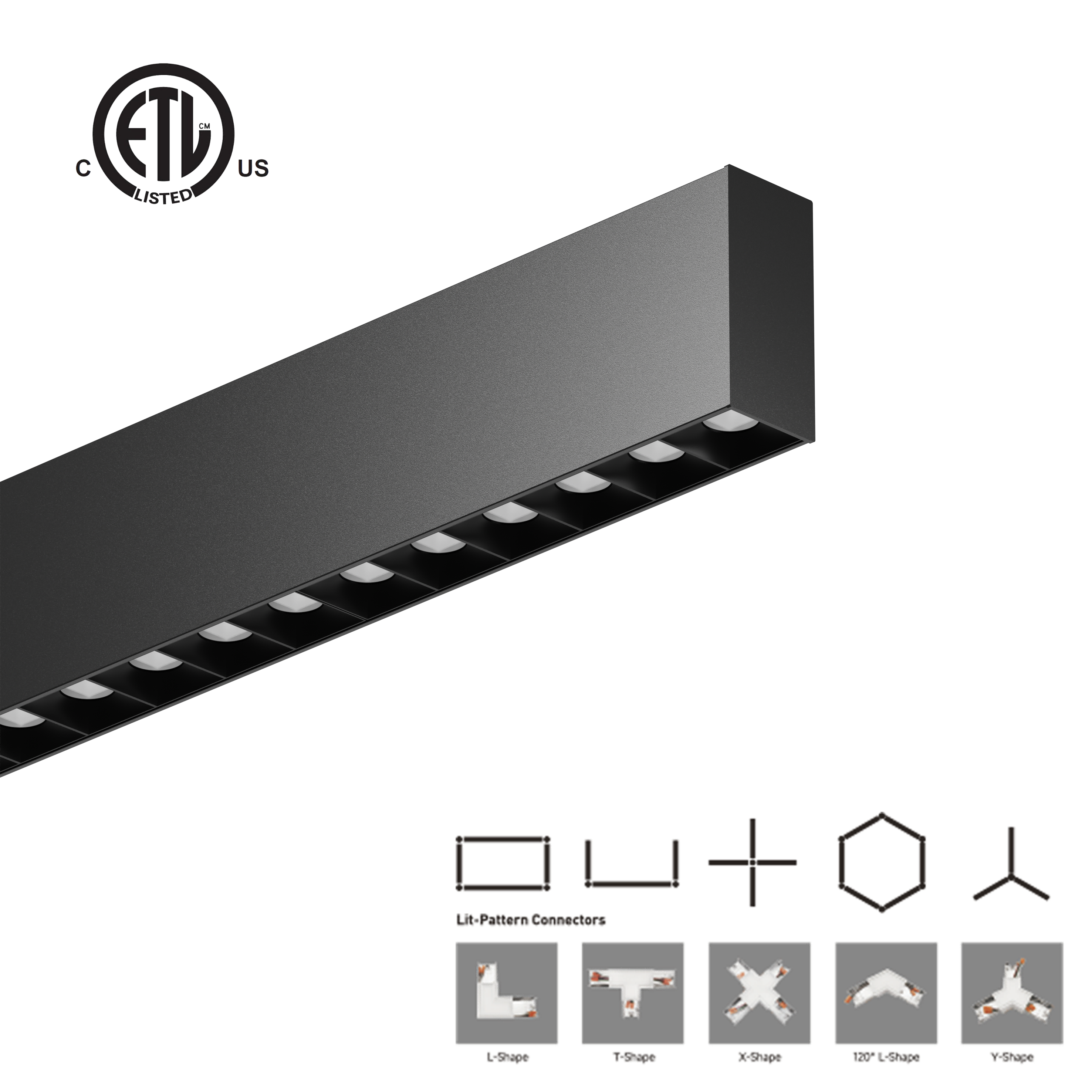 LED Linear Lights Aluminum 2FT 4FT 8FT 6500K IP44 Suspended Linkable Dimmable Office Commercial Batten Fixture Pendant Lamp ETL