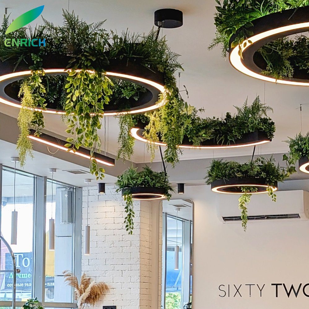 Circular LED Pendant Light for Projects with Simulation Green Plant