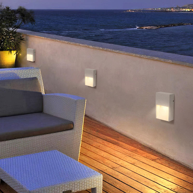 Factory Custom Square Cement Outdoor Wall-mounted Step Light Architectural Outdoor Wall Light Outdoor Pathway Wall Light