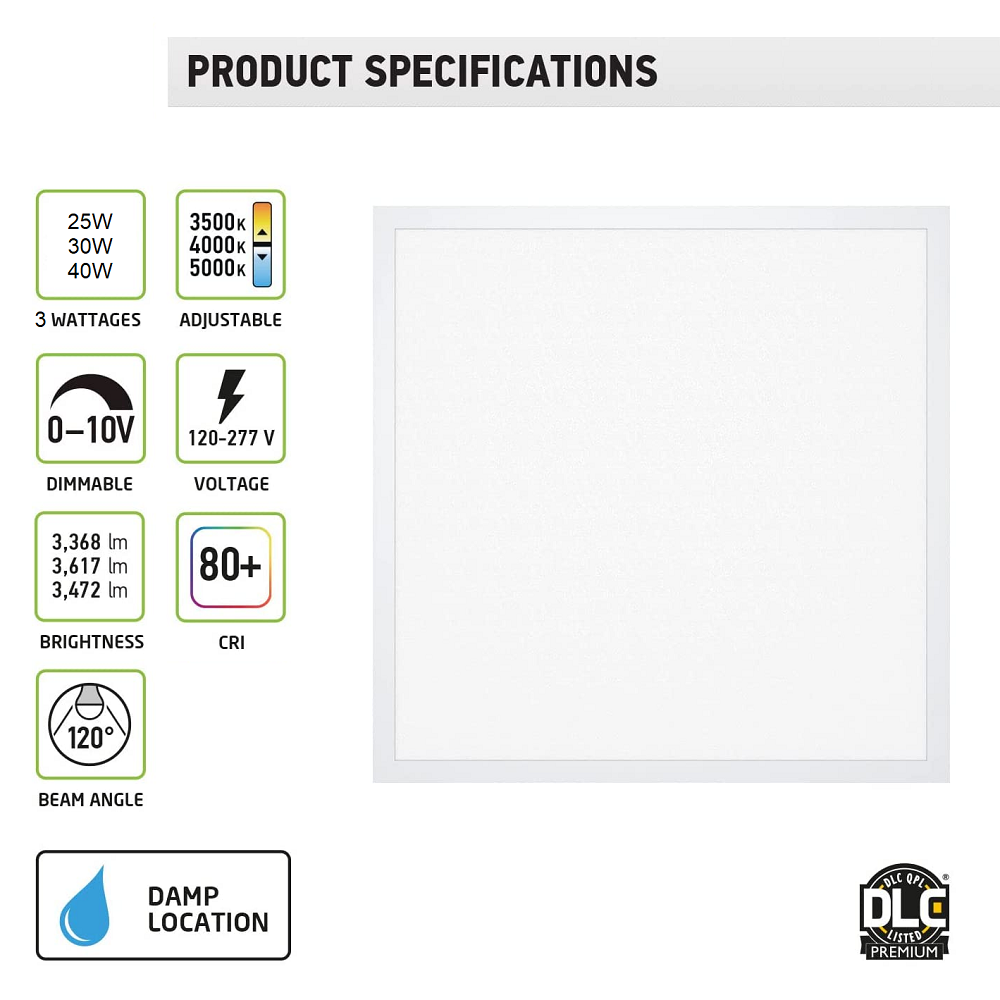 Stocked Led Flat Panel Light 120-277v Dimmable ETL CE DLC high bay CCT and Power Selectable Drop Ceiling Office Backlit Fixture