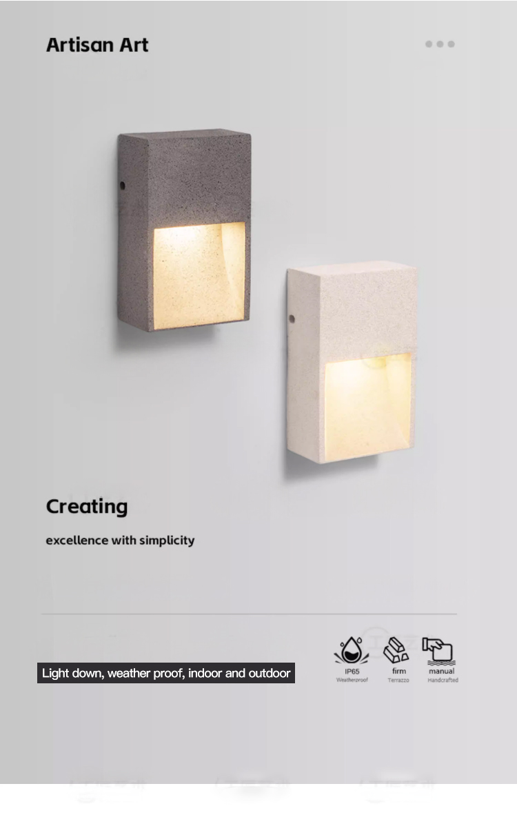Factory Custom Square Cement Outdoor Wall-mounted Step Light Architectural Outdoor Wall Light Outdoor Pathway Wall Light