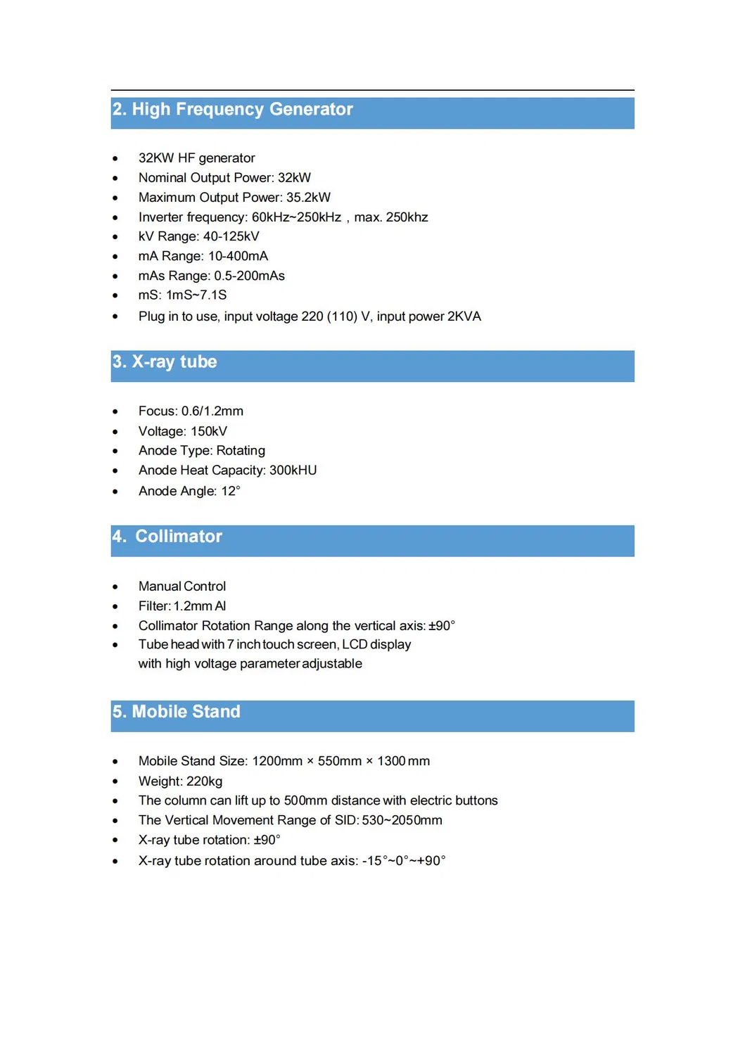 X-ray Equipment High Frequency Radiography