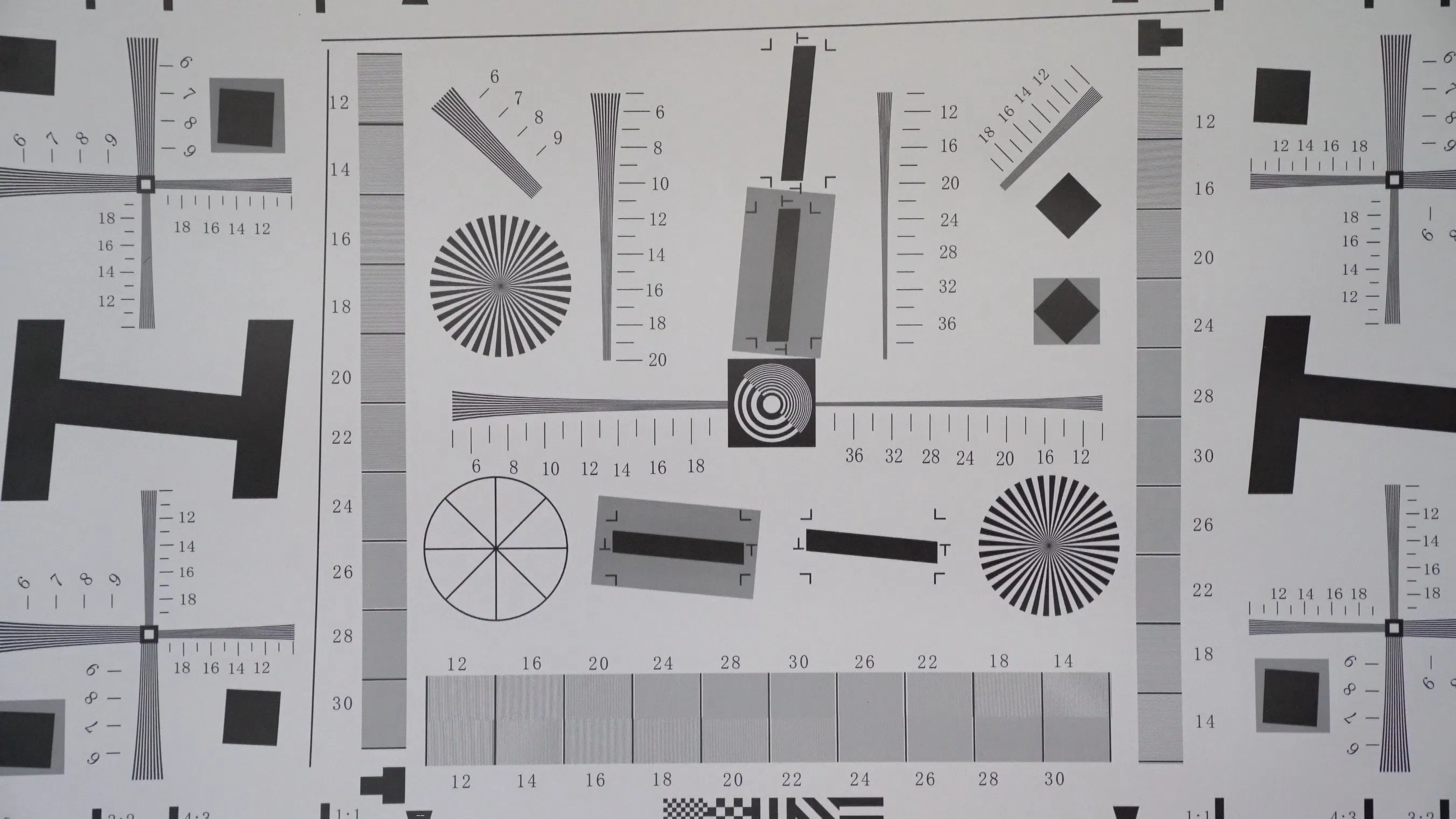 ISO12233 Resolution Test Card Lens Sfr Resolution Mtf Clarity for Security Cameras