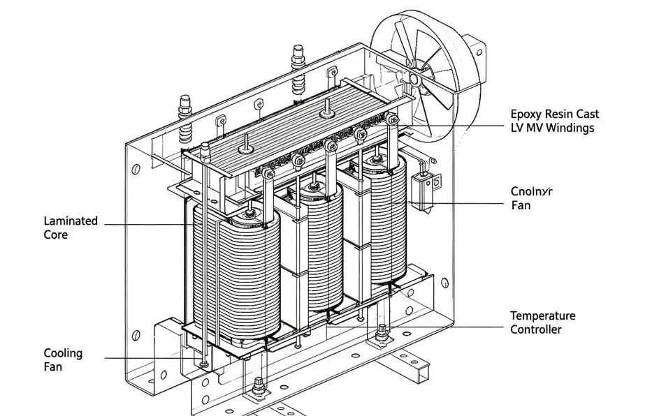 Epoxy-Cast Resin-Impregnated Vacuum-Pressured Dry-Type High-Voltage Power Transformer for Indoor Substation