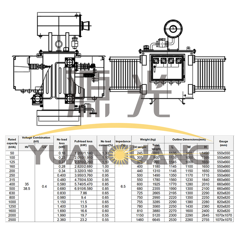 Factory 35kV 0.4kV 160kVA 200kVA 250kVA Oil-Immersed Three Phase Distribution Transformer with Conservator