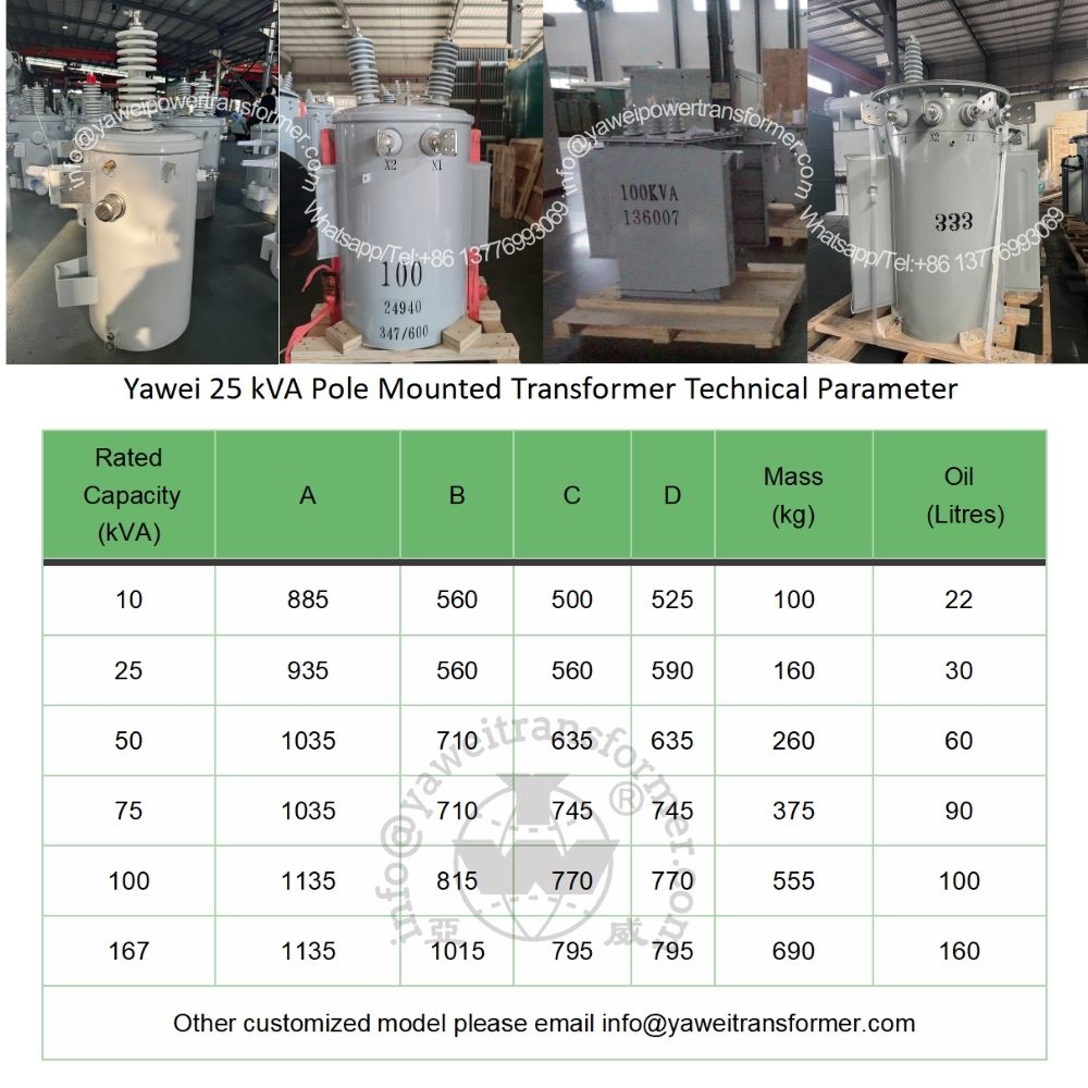 10KV 167KVA D11 Single Phase Pole Mounted Transformer Oil Immersed CSP Copper Winding 220V 110V Output Distribution Transformer