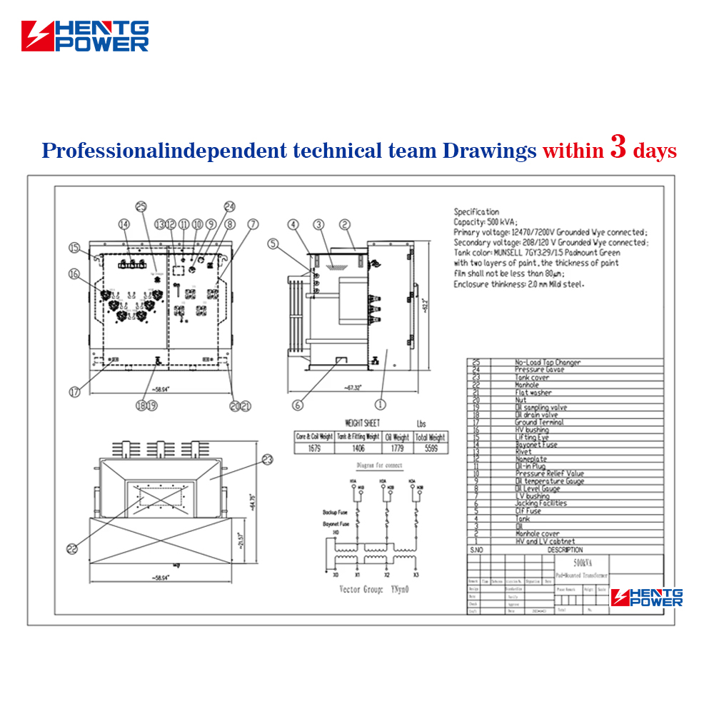 HENTG POWER CE Certified Cost-Effective Power Distribution Solution Compact Pad Mounted Transformer 75kVA 225kVA 300kVA