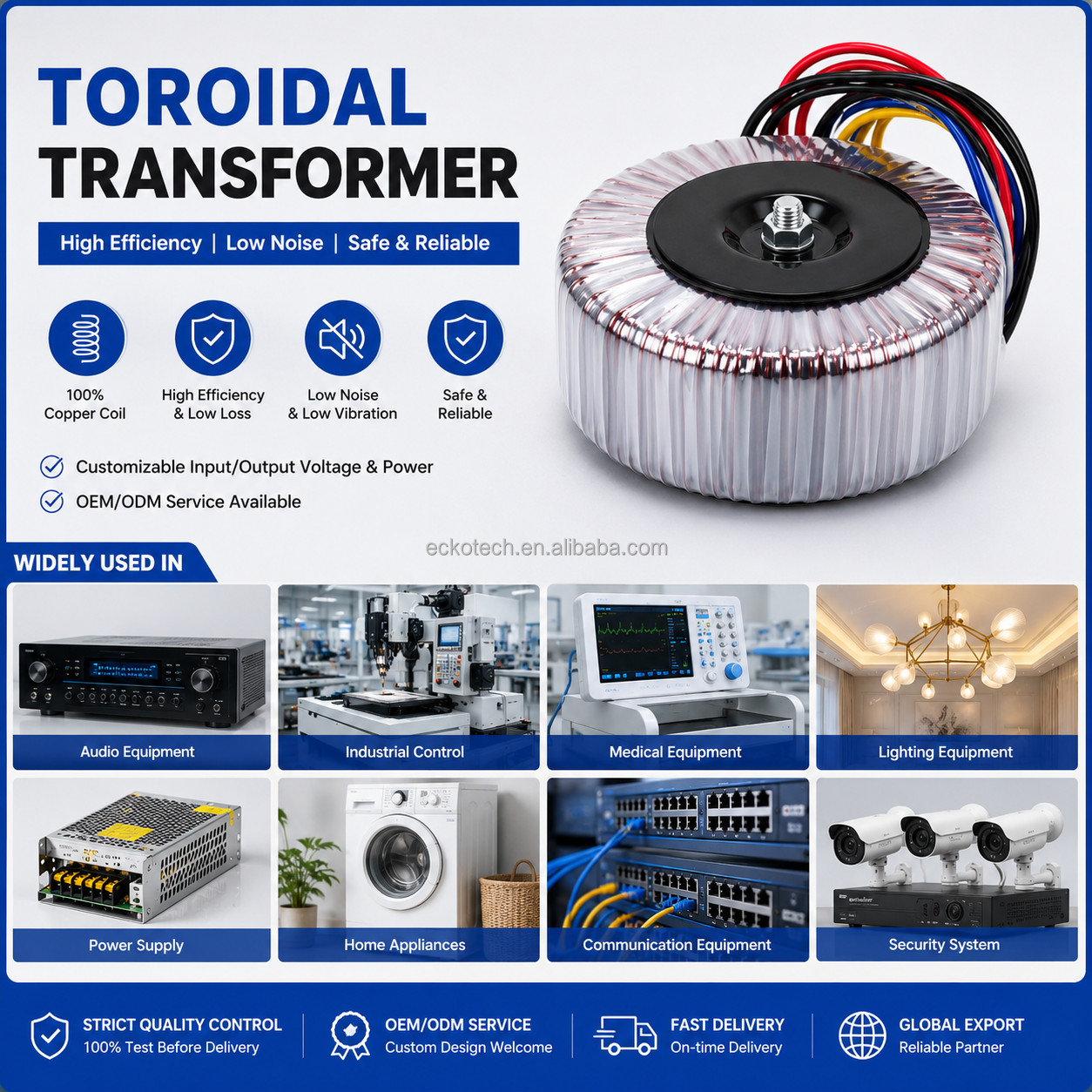 Customised Toroidal Audio transformers Power Transforme 12v 18v 24v 45v 80v 220v Step Down Transformer Toroidal