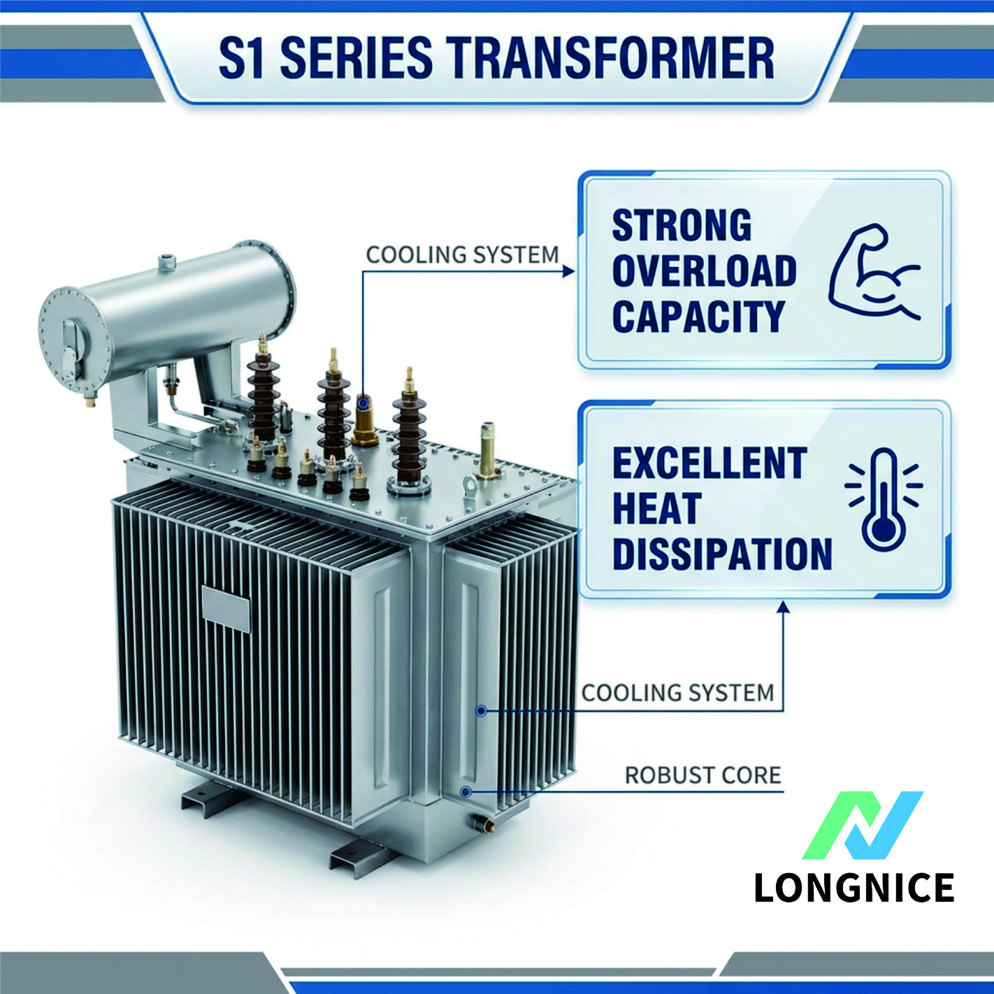 Three Phase Oil Immersed Transformer 50kVA - 2500kVA Power Distribution Transformer 11kVto220V/400V/415V Customized Voltage