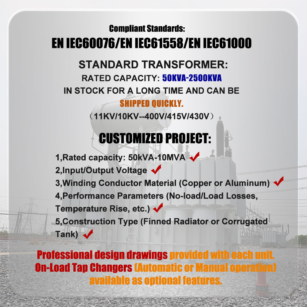 10kv 250kva 50kva 100kva 200kva 300kva 400kva Hermetically Sealed Oil-immersed Three-phase Two Winding Transformer ONAN Cooling