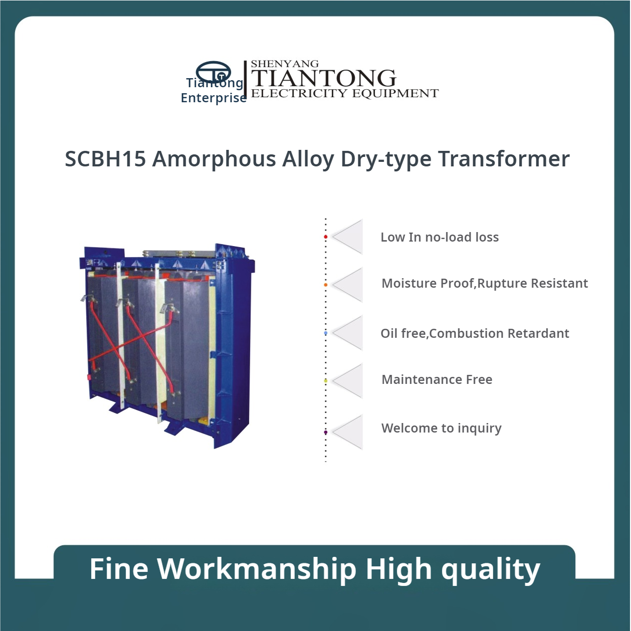 TIANTONG SCBH15 Series Amorphous Alloy Dry-Type Transformer 10kv/35kv-30~2500kVA
