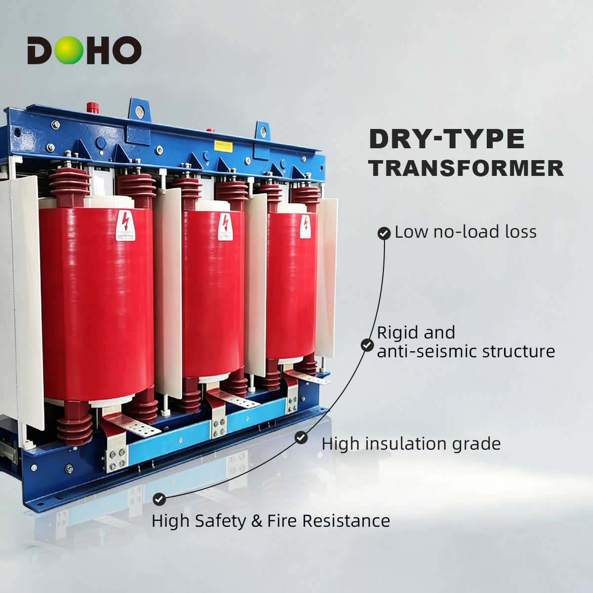 DOHO SC(B)H19-NX2 Dry-type Three-phase 10kV/6kV 400V 50Hz 40kVA Amorphous Alloy Cast Resin Copper Winding Yyn0/Dyn11 Transformer