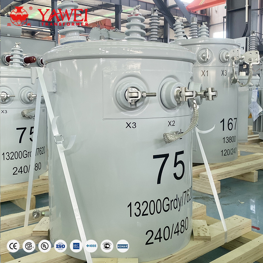 Yawei Oil Filled Transformer 167KVA Copper Aluminum Single Phase Pole Mounted Distribution Transformer