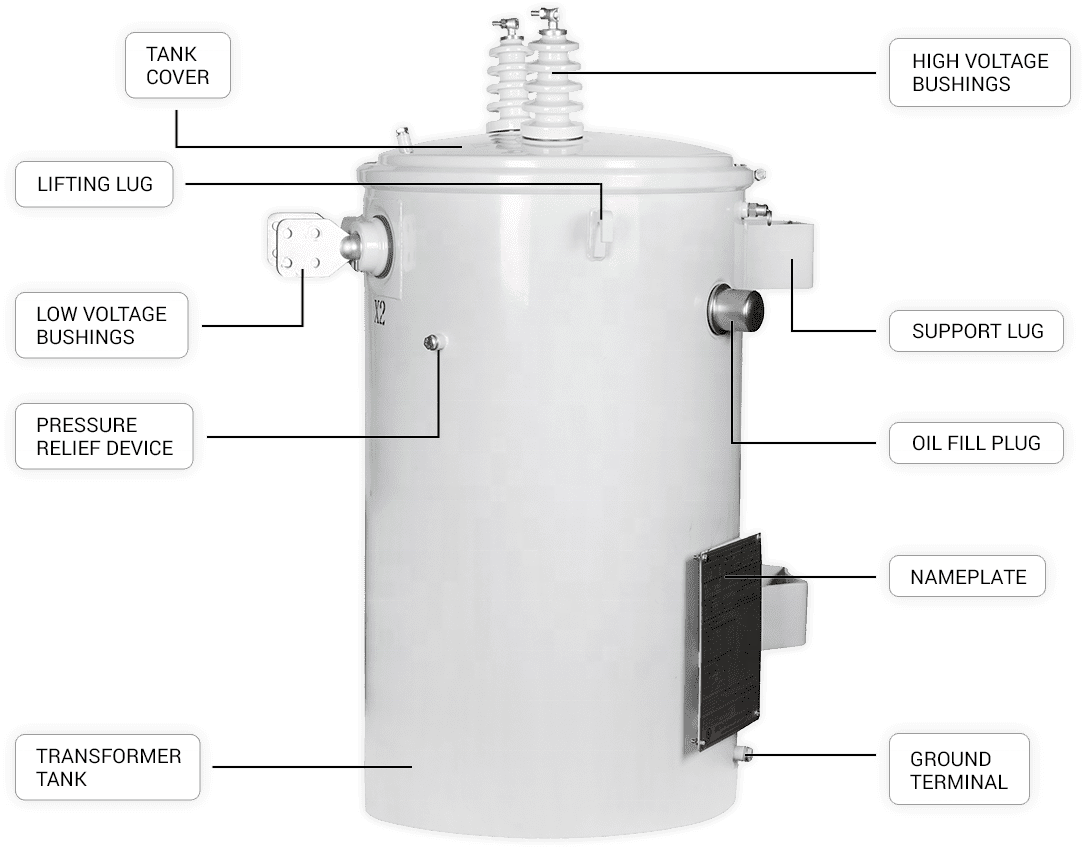 Multitudinous Single Phase Pole Mounted Transformer USA Canada Fast Delivery Voltage Adjustment