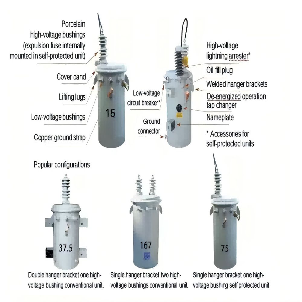 Jikai Oil Single Phase Pole Mounted Distribution Transformer 33kv 333kva 15 25 KVA 50 75 KVA 100 167 Kva Output 440v Input 3kv