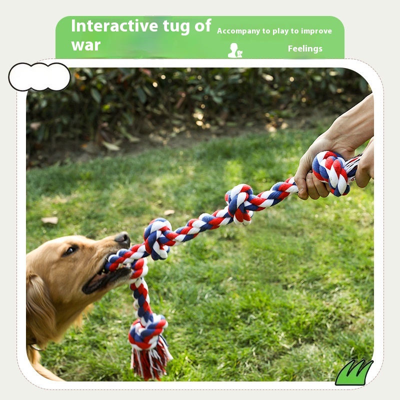 Human-Pet Interaction Durable Aggressive Chewers Heavy Duty Extra-long Cotton Rope Dog Teething Chew Toys for Large Breeds