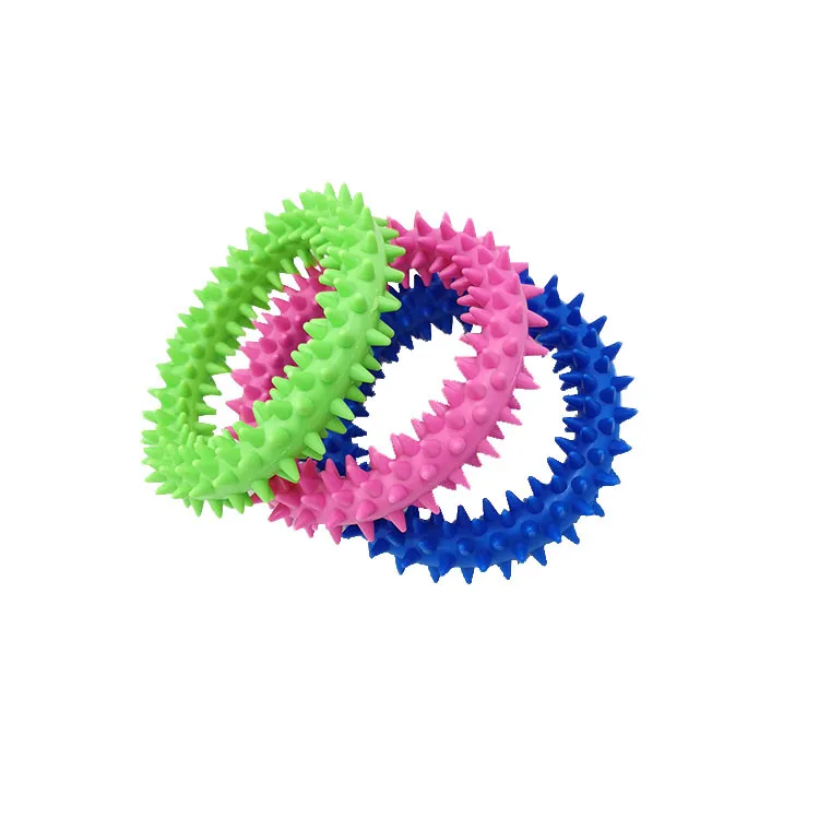 Dog Squeaky Balls Bone Shape Teething Toys Donut Shape Balls for Small Puppy Medium TPR Rubber Pet Chew for Training Fetching Teething