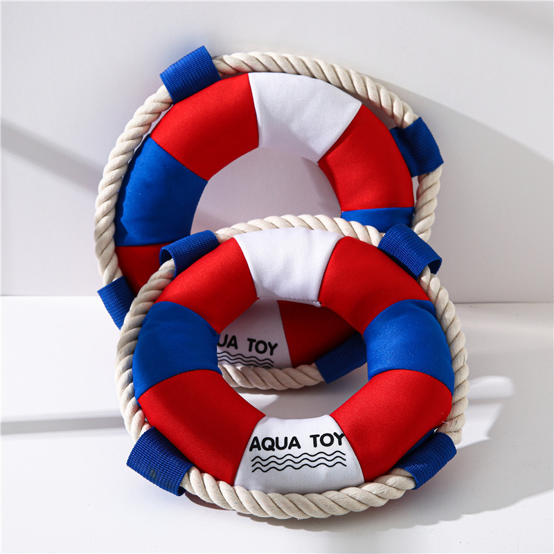 New Design Squeaky Interactive Swimming Ring Training Dog Chew Toys for Aggressive Chewer Tug-of-War Durable Dog Pet Plush Toy
