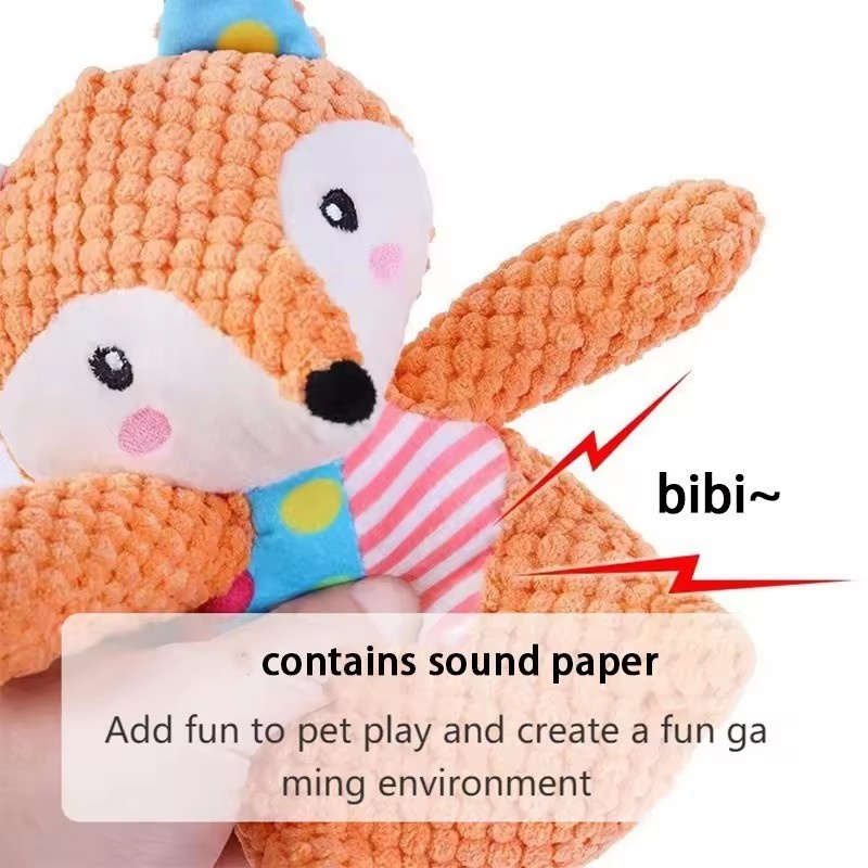 Corn Plush Squeaky Dog Toys Elephant Fox Shape Eco-Friendly Cartoon Animal Shapes Built-In Squeaker for Teeth Cleaning Chew Toy