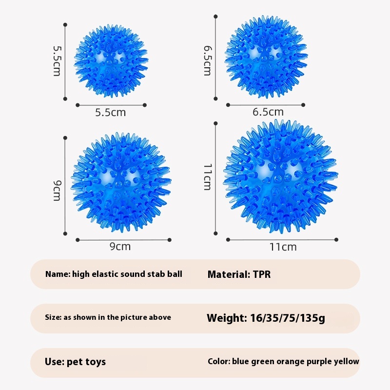 High Elastic TPR Eco-Friendly Dog Toy Ball Squeaky Cross-Border Pet Squeak Toy Pointed Punch Floating Water Bite Toothcleaning