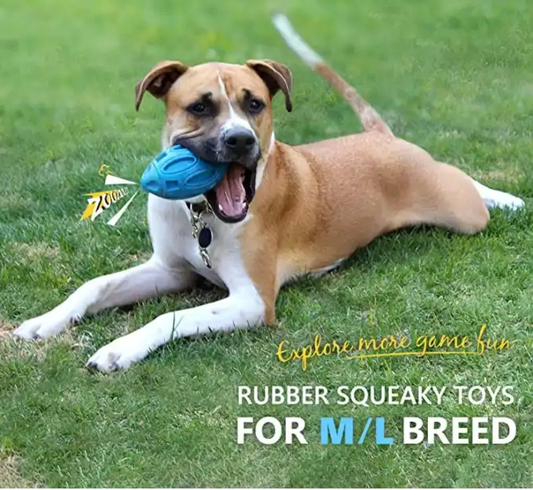 Squeaky Dog Toys for Aggressive Chewers Rubber Puppy Chew Ball