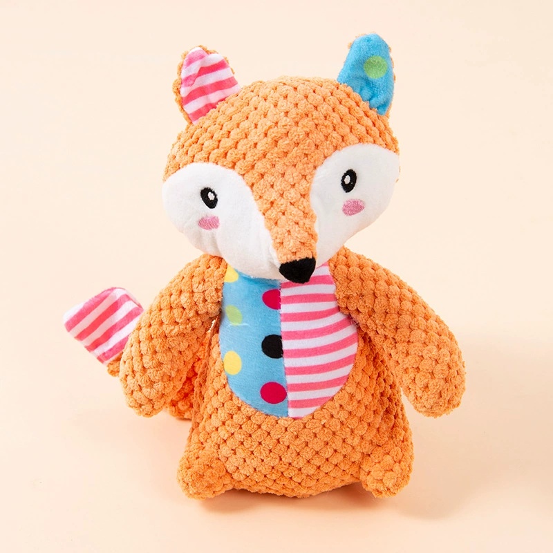 Corn Plush Squeaky Dog Toys Elephant Fox Shape Eco-Friendly Cartoon Animal Shapes Built-In Squeaker for Teeth Cleaning Chew Toy