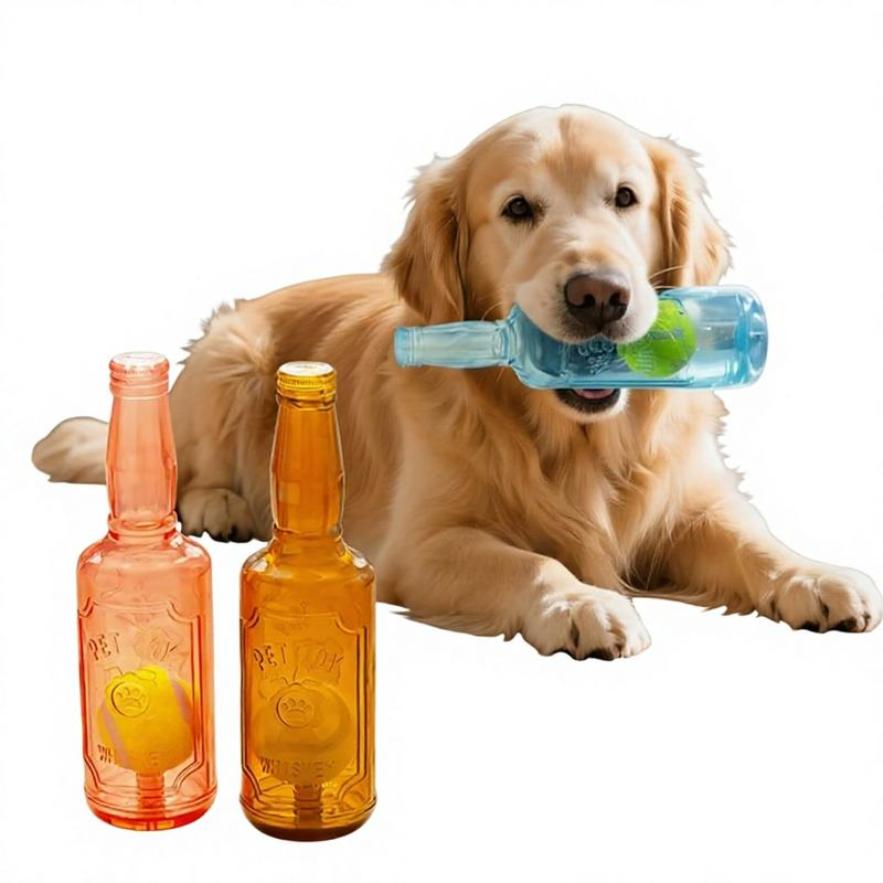 Squeaky Interactive Bottle Pet Toy for Dog Teeth Cleaning and Boredom Relief