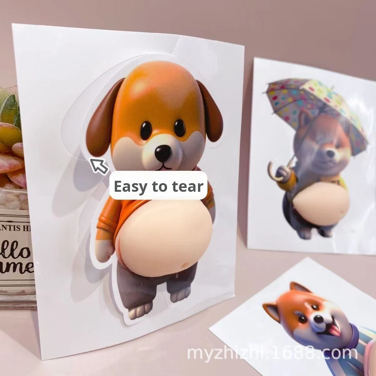 Puppy Big Belly Pinching Fun Cute Creative Stress Relief Toy Little Fat Shiba Inu Car Anti-collision Sticker TPR Material