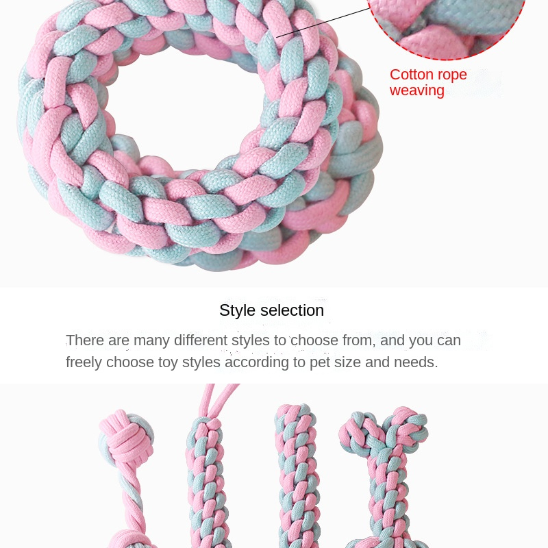 Candy-Colored Teething Stick Set Woven Cotton Rope Dog Toy Pet Supplies
