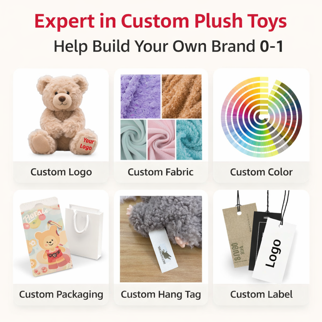 Custom Dog Plush Toy Premium Soft Stuffed Animal with Embroidery Name Logo for Gifts and Promotion