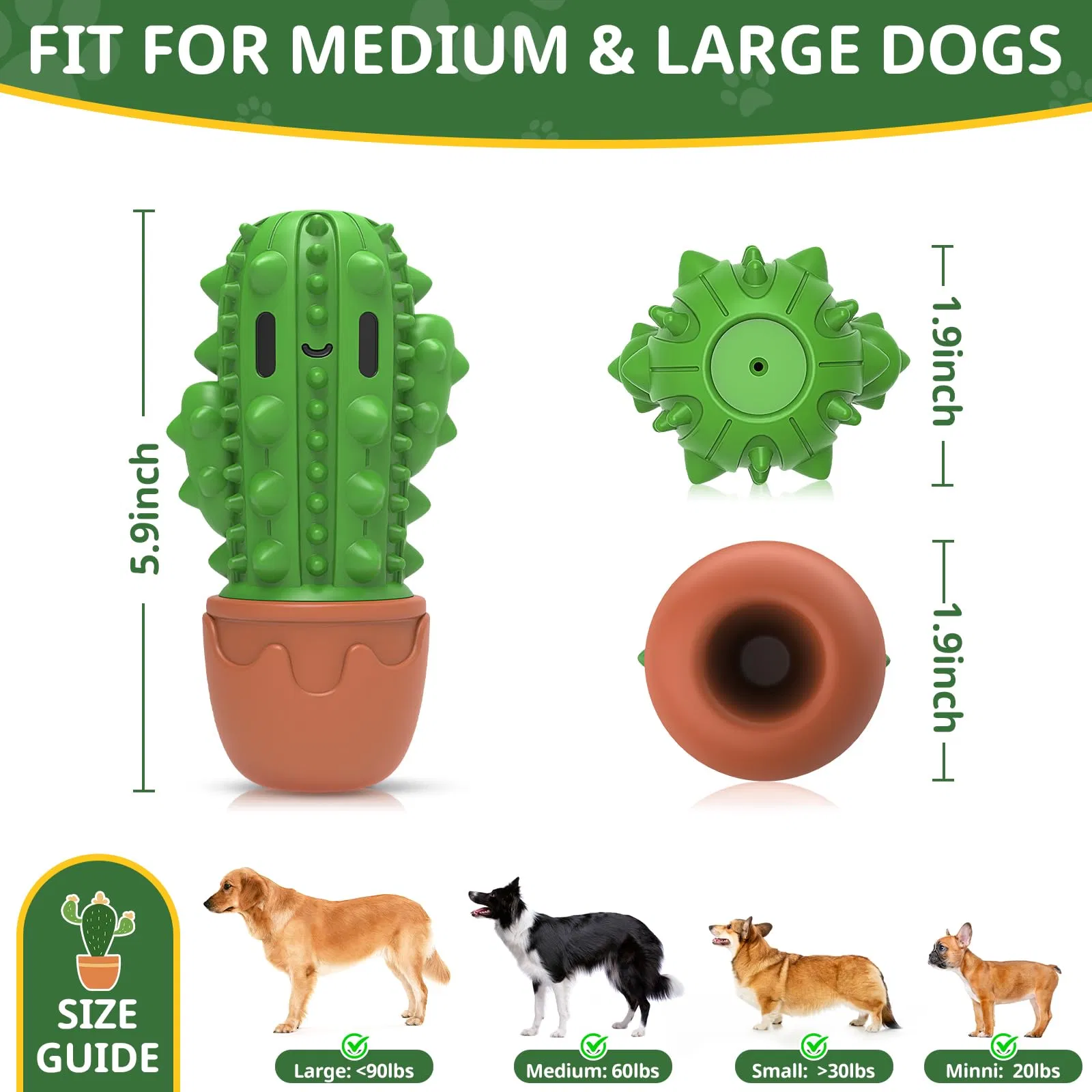 Dog Chew Toys Dog Toothbrush Stick Teeth Cleaning Brush Dental for Medium Large Dog, Puppy Christmas Easter Birthday Gifts, Outdoor Squeaky Toys for Aggressive