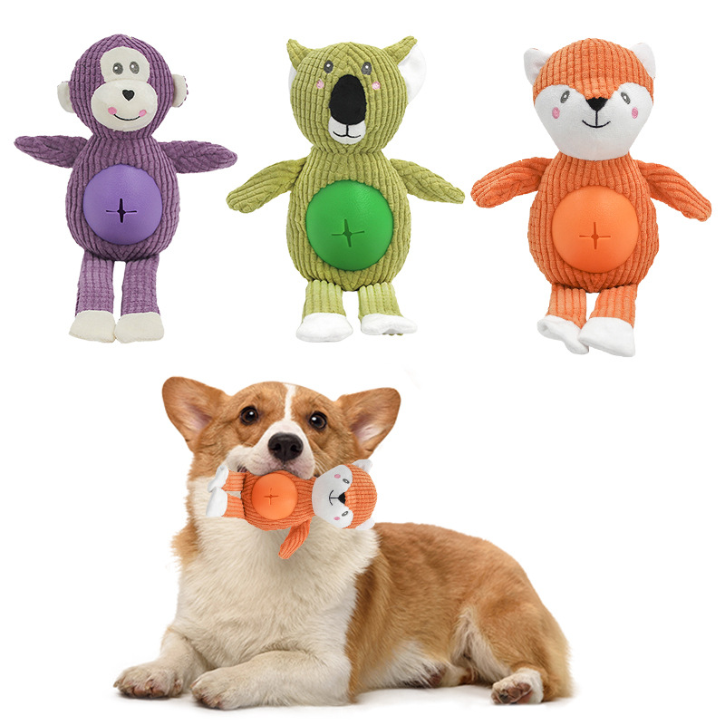 Indestructible Dog Toy Super Soft Plush Monkey Big Belly Chew-Resistant Pet Supplies Popular Animal-Shaped Design PP Cotton