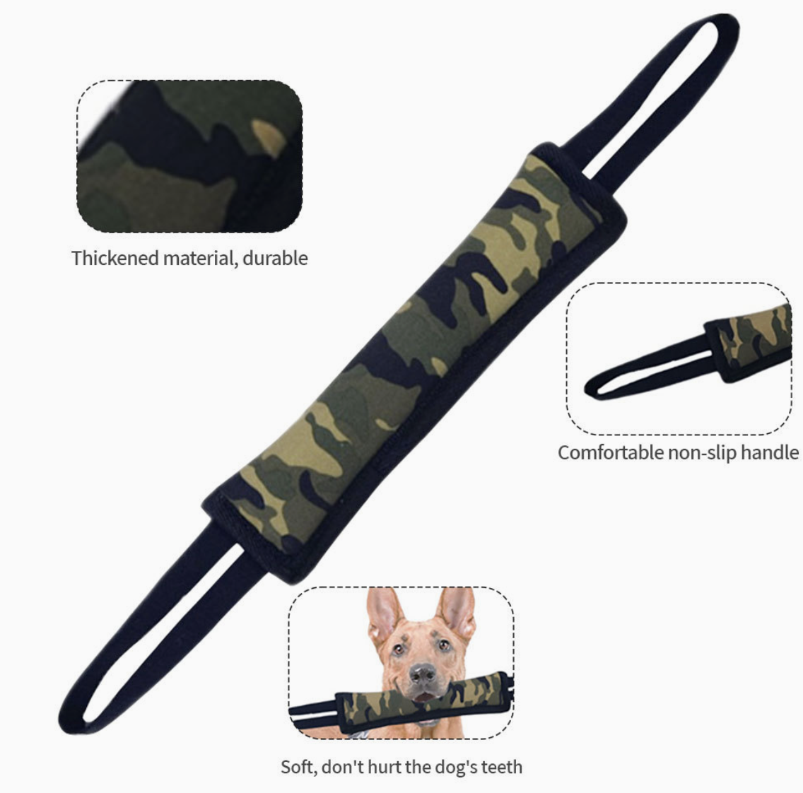 Dog Training Camouflage Canvas Bite Stick, Bite and Pick up Teething Dog Bite Stick, Bite Target Dog Interactive Pet Toy